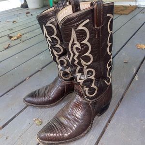 Tony Lama Lizard Cowboy Boots 9D